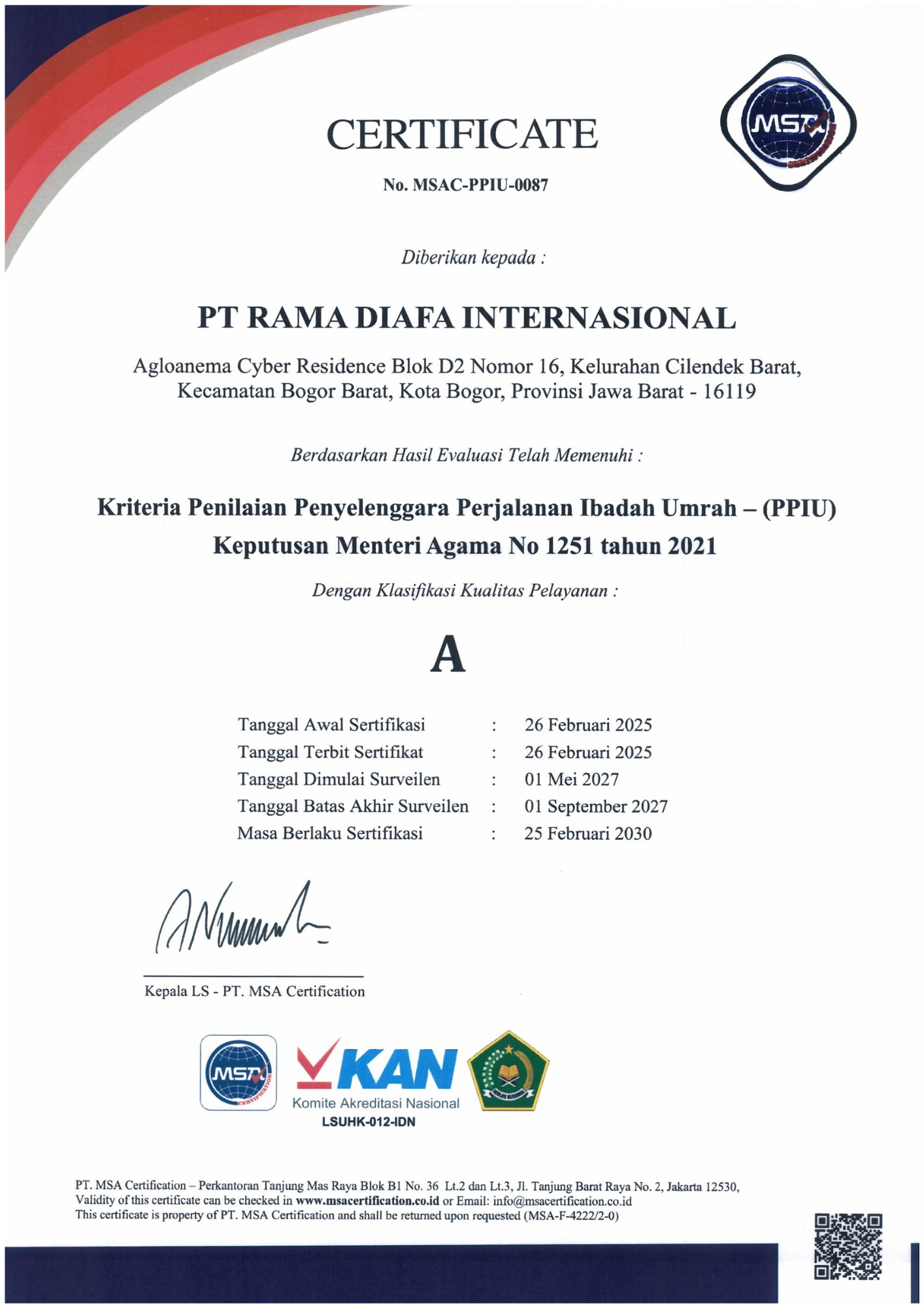 Sertifikat Akreditasi